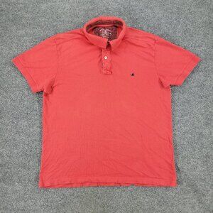 Brooksfield Polo Shirt Men's Large Red Logo Washed Cotton Collar Short Sleeve